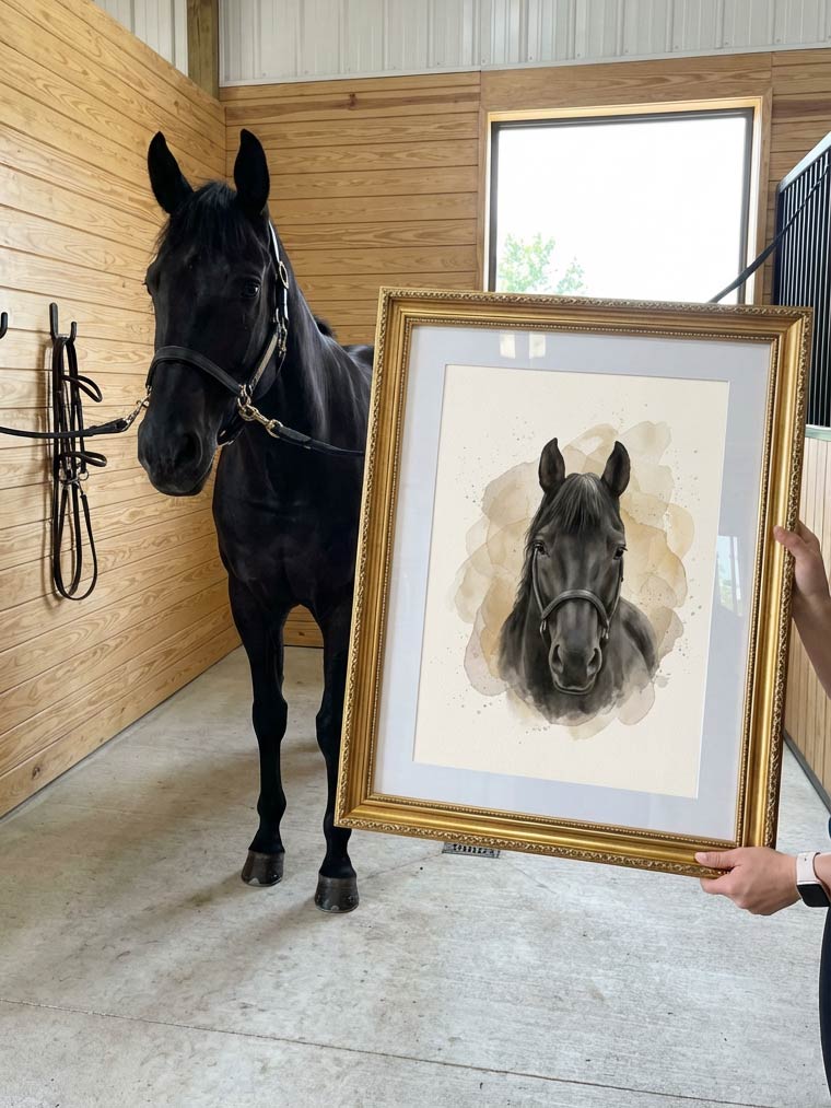Custom Drawn Horse Portrait