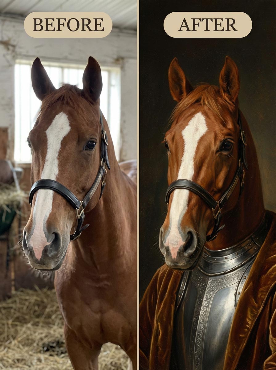 Custom Drawn Horse Portrait